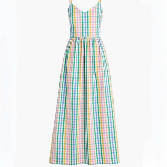 J CREW V-neck gingham plaid colorful dress - Picture 2 of 10